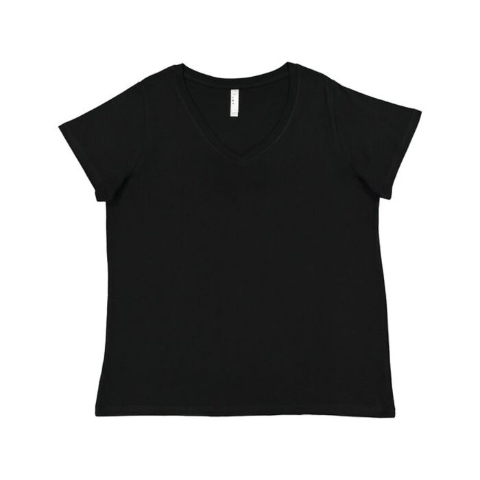 Ladies' Curvy V-Neck Fine Jersey T-Shirt Thumbnail