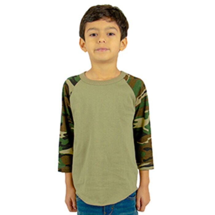 Youth Three-Quarter Sleeve Camo Raglan T-Shirt Thumbnail
