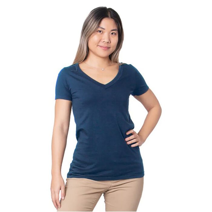 Ladies' USA Made Fine Jersey V-Neck T-Shirt Thumbnail