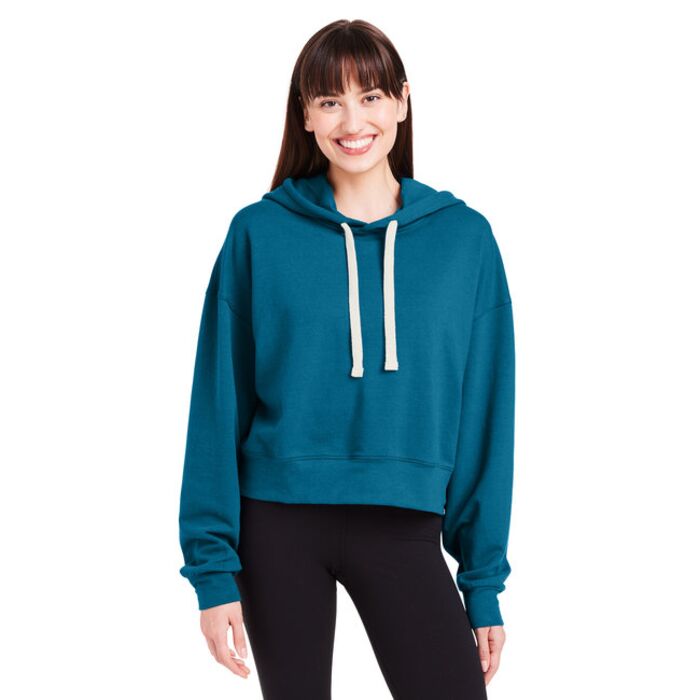 Ladies' Vintage Oversized Cropped Hooded Sweatshirt Thumbnail