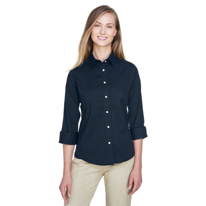 Ladies' Perfect Fit™ Three-Quarter Sleeve Stretch Poplin Blouse Thumbnail