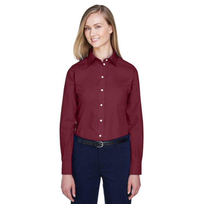Ladies' Crown Collection® Solid Broadcloth Woven Shirt Thumbnail