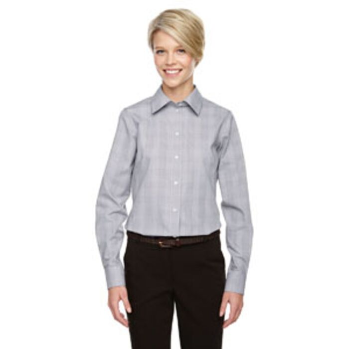 Ladies' Crown Collection® Glen Plaid Woven Shirt Thumbnail