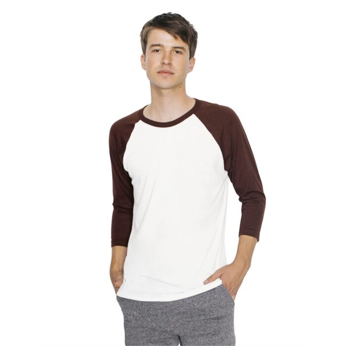 Unisex USA-Made 50/50 Poly/Cotton Raglan Three-Quarter Sleeve Tee Thumbnail