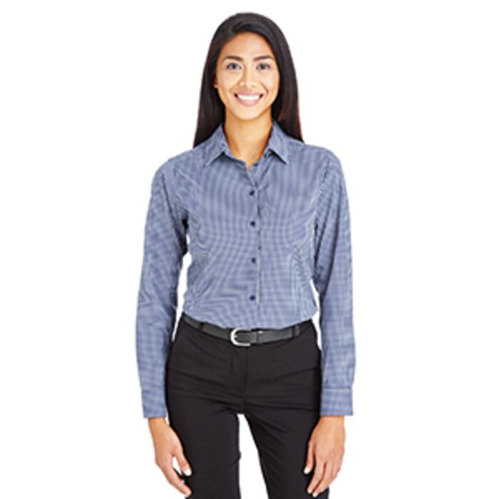 CrownLux Performance® Ladies' Tonal Mini Check Woven Shirt Thumbnail