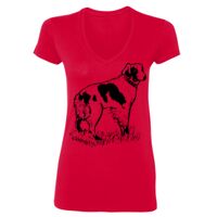 SoftStyle® Ladies' 4.5 oz. Junior Fit V-Neck T-Shirt Thumbnail