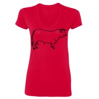 SoftStyle® Ladies' 4.5 oz. Junior Fit V-Neck T-Shirt Thumbnail