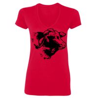 SoftStyle® Ladies' 4.5 oz. Junior Fit V-Neck T-Shirt Thumbnail