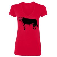 SoftStyle® Ladies' 4.5 oz. Junior Fit V-Neck T-Shirt Thumbnail