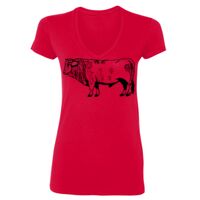 SoftStyle® Ladies' 4.5 oz. Junior Fit V-Neck T-Shirt Thumbnail