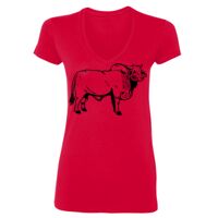 SoftStyle® Ladies' 4.5 oz. Junior Fit V-Neck T-Shirt Thumbnail