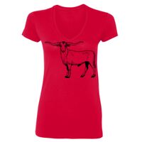SoftStyle® Ladies' 4.5 oz. Junior Fit V-Neck T-Shirt Thumbnail