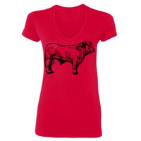 SoftStyle® Ladies' 4.5 oz. Junior Fit V-Neck T-Shirt Thumbnail