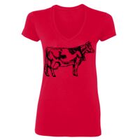 SoftStyle® Ladies' 4.5 oz. Junior Fit V-Neck T-Shirt Thumbnail