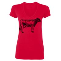SoftStyle® Ladies' 4.5 oz. Junior Fit V-Neck T-Shirt Thumbnail