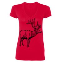 SoftStyle® Ladies' 4.5 oz. Junior Fit V-Neck T-Shirt Thumbnail