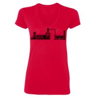 SoftStyle® Ladies' 4.5 oz. Junior Fit V-Neck T-Shirt Thumbnail