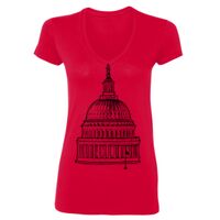 SoftStyle® Ladies' 4.5 oz. Junior Fit V-Neck T-Shirt Thumbnail