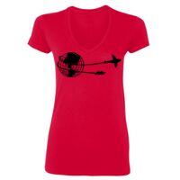 SoftStyle® Ladies' 4.5 oz. Junior Fit V-Neck T-Shirt Thumbnail