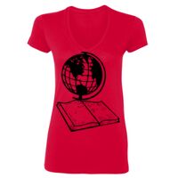 SoftStyle® Ladies' 4.5 oz. Junior Fit V-Neck T-Shirt Thumbnail
