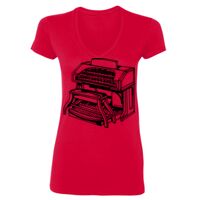 SoftStyle® Ladies' 4.5 oz. Junior Fit V-Neck T-Shirt Thumbnail