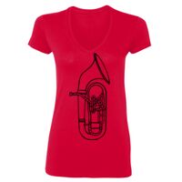 SoftStyle® Ladies' 4.5 oz. Junior Fit V-Neck T-Shirt Thumbnail