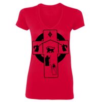 SoftStyle® Ladies' 4.5 oz. Junior Fit V-Neck T-Shirt Thumbnail