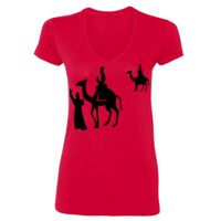 SoftStyle® Ladies' 4.5 oz. Junior Fit V-Neck T-Shirt Thumbnail
