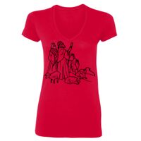 SoftStyle® Ladies' 4.5 oz. Junior Fit V-Neck T-Shirt Thumbnail