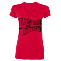 SoftStyle® Ladies' 4.5 oz. Junior Fit V-Neck T-Shirt Thumbnail