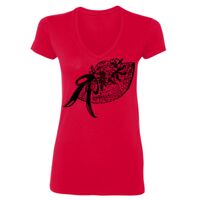 SoftStyle® Ladies' 4.5 oz. Junior Fit V-Neck T-Shirt Thumbnail