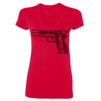SoftStyle® Ladies' 4.5 oz. Junior Fit V-Neck T-Shirt Thumbnail
