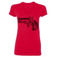 SoftStyle® Ladies' 4.5 oz. Junior Fit V-Neck T-Shirt Thumbnail