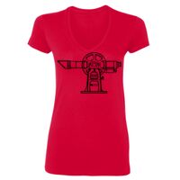 SoftStyle® Ladies' 4.5 oz. Junior Fit V-Neck T-Shirt Thumbnail