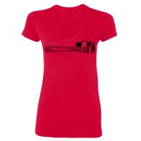 SoftStyle® Ladies' 4.5 oz. Junior Fit V-Neck T-Shirt Thumbnail