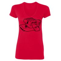 SoftStyle® Ladies' 4.5 oz. Junior Fit V-Neck T-Shirt Thumbnail