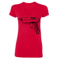 SoftStyle® Ladies' 4.5 oz. Junior Fit V-Neck T-Shirt Thumbnail