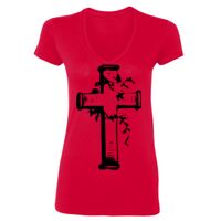 SoftStyle® Ladies' 4.5 oz. Junior Fit V-Neck T-Shirt Thumbnail