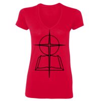 SoftStyle® Ladies' 4.5 oz. Junior Fit V-Neck T-Shirt Thumbnail