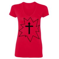 SoftStyle® Ladies' 4.5 oz. Junior Fit V-Neck T-Shirt Thumbnail
