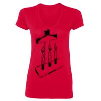 SoftStyle® Ladies' 4.5 oz. Junior Fit V-Neck T-Shirt Thumbnail