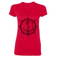 SoftStyle® Ladies' 4.5 oz. Junior Fit V-Neck T-Shirt Thumbnail