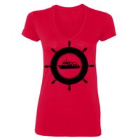 SoftStyle® Ladies' 4.5 oz. Junior Fit V-Neck T-Shirt Thumbnail