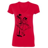 SoftStyle® Ladies' 4.5 oz. Junior Fit V-Neck T-Shirt Thumbnail