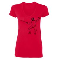 SoftStyle® Ladies' 4.5 oz. Junior Fit V-Neck T-Shirt Thumbnail
