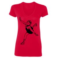 SoftStyle® Ladies' 4.5 oz. Junior Fit V-Neck T-Shirt Thumbnail