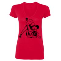 SoftStyle® Ladies' 4.5 oz. Junior Fit V-Neck T-Shirt Thumbnail