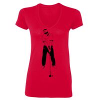 SoftStyle® Ladies' 4.5 oz. Junior Fit V-Neck T-Shirt Thumbnail