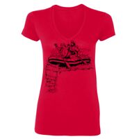 SoftStyle® Ladies' 4.5 oz. Junior Fit V-Neck T-Shirt Thumbnail
