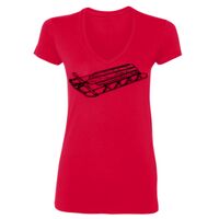 SoftStyle® Ladies' 4.5 oz. Junior Fit V-Neck T-Shirt Thumbnail